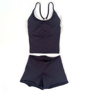 Gray Katrina activewear dance tank and shorts set